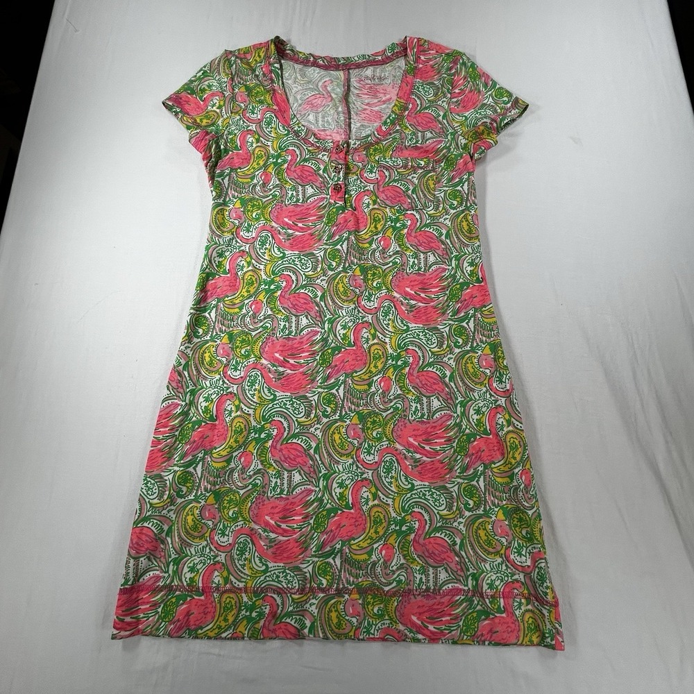 Lilly Pulitzer Palmetto Pima Cotton Dress Flamingo Pink Paisley Size S